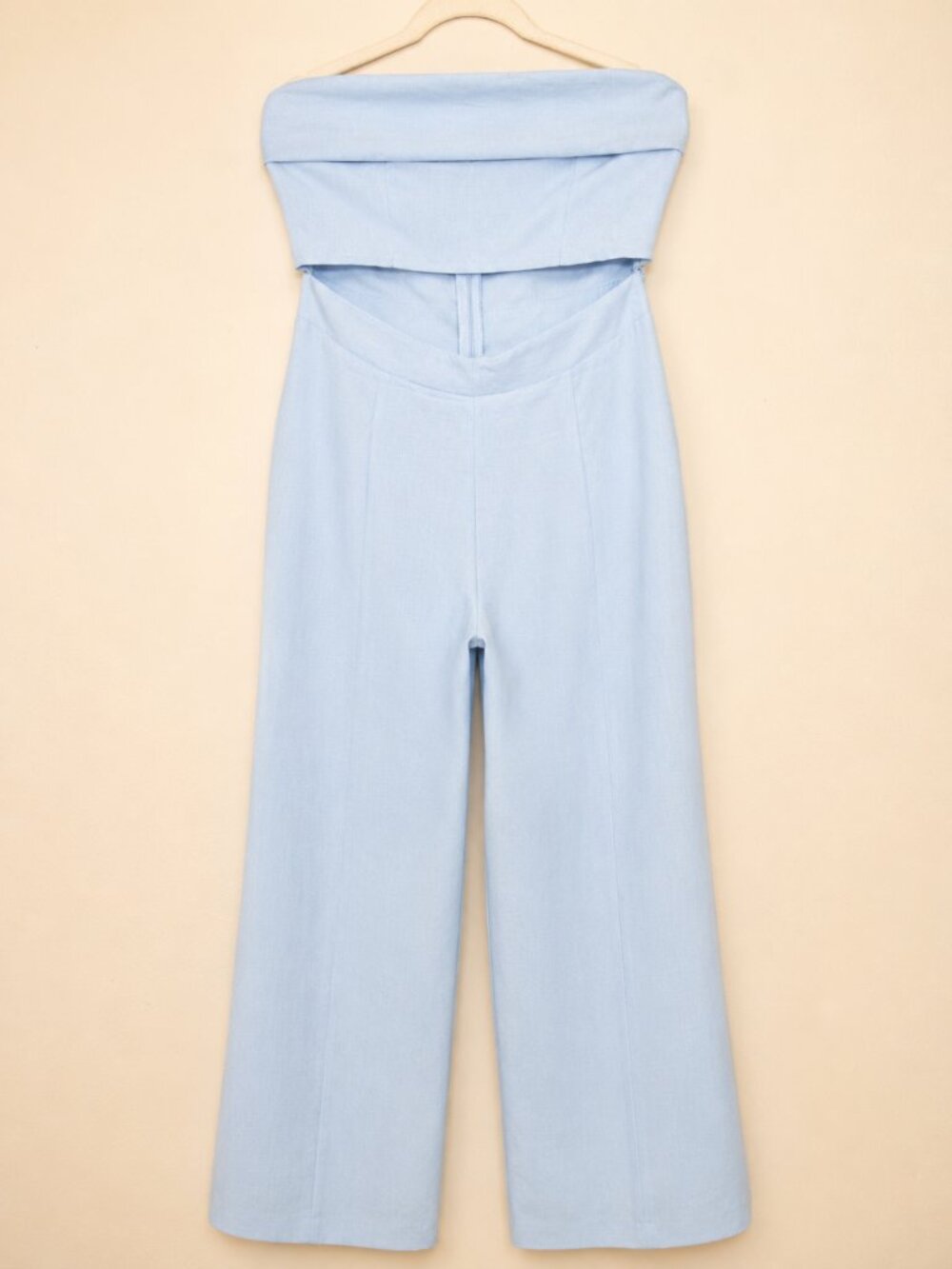 #39 Light Blue Linen Tube Top Romper, Large